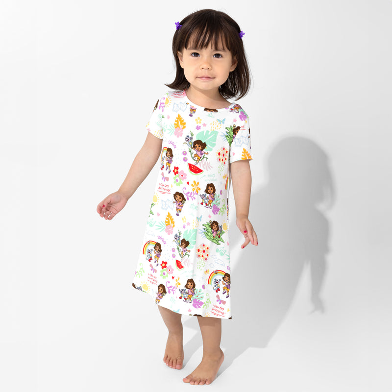 Dora: Tropical Dreams Bamboo Girls' Short Sleeve Dress