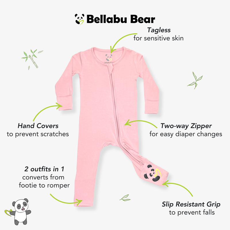 Dusty Rose Bamboo Convertible Footie