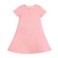 Dusty Rose Bamboo Terry Daywear Girls' Short Sleeve Dress