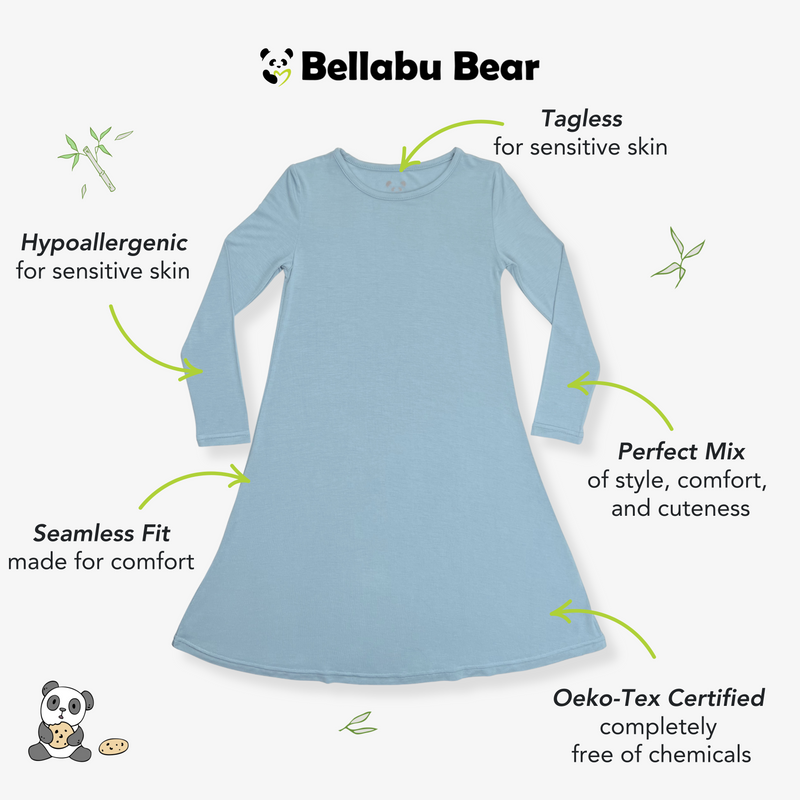 Oasis Teal Bamboo Girls' Long Sleeve Dress