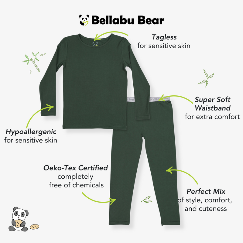Pine Green Bamboo Kids Pajamas