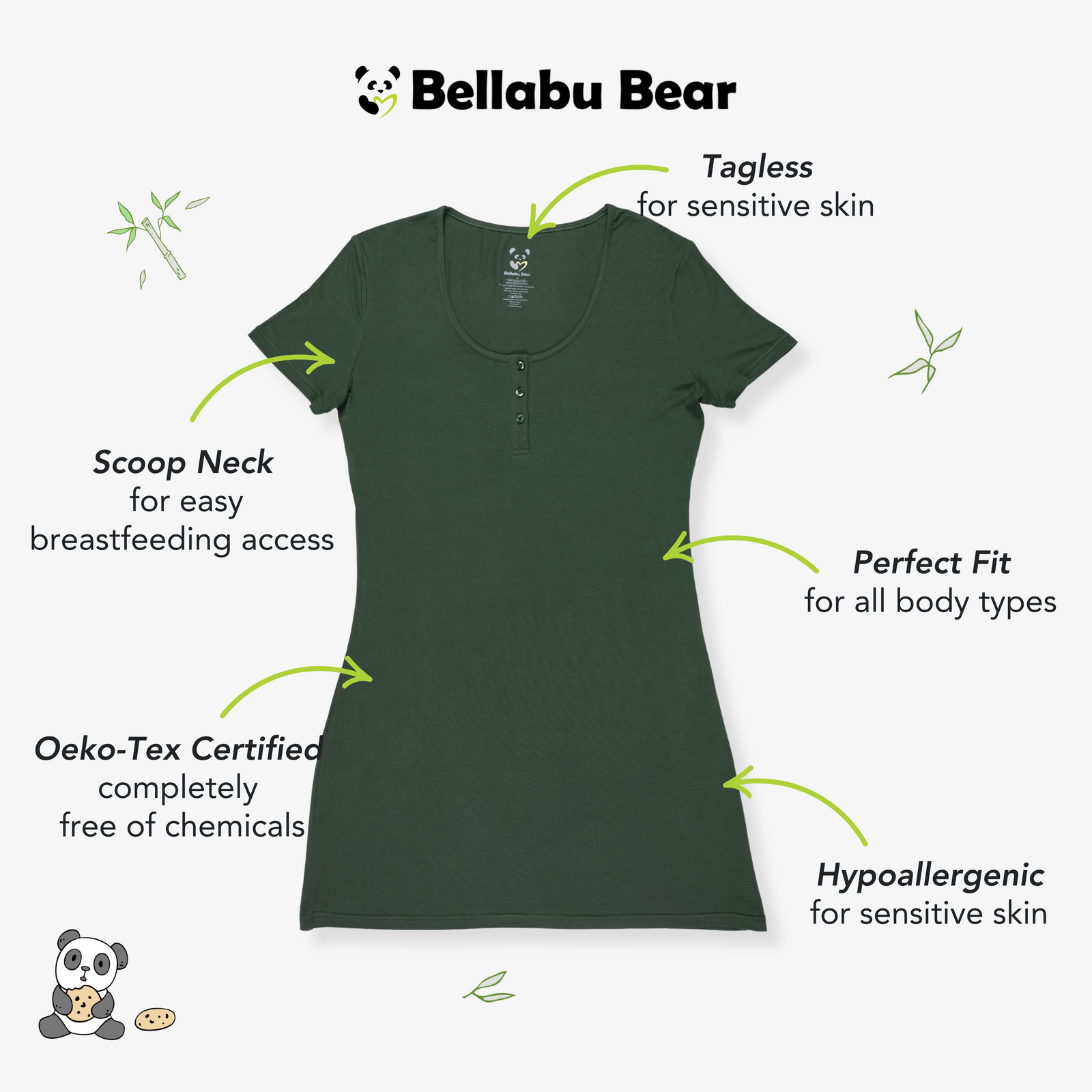 Pine Green Bamboo Women's Nightgown