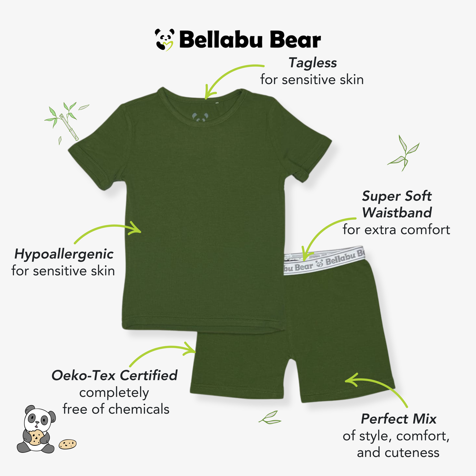 Evergreen Bamboo Kids Pajama Short Set