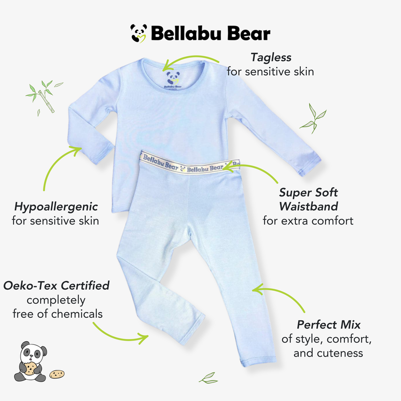 Sky Blue Bamboo Kids Pajamas
