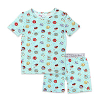 Blue Space Donut Bamboo Kids Pajama Short Set