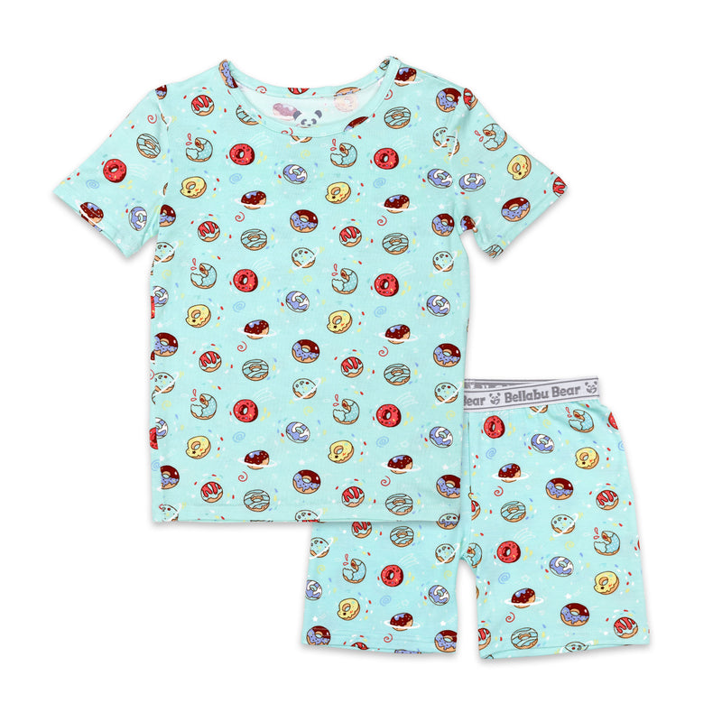 Blue Space Donut Bamboo Kids Pajama Short Set