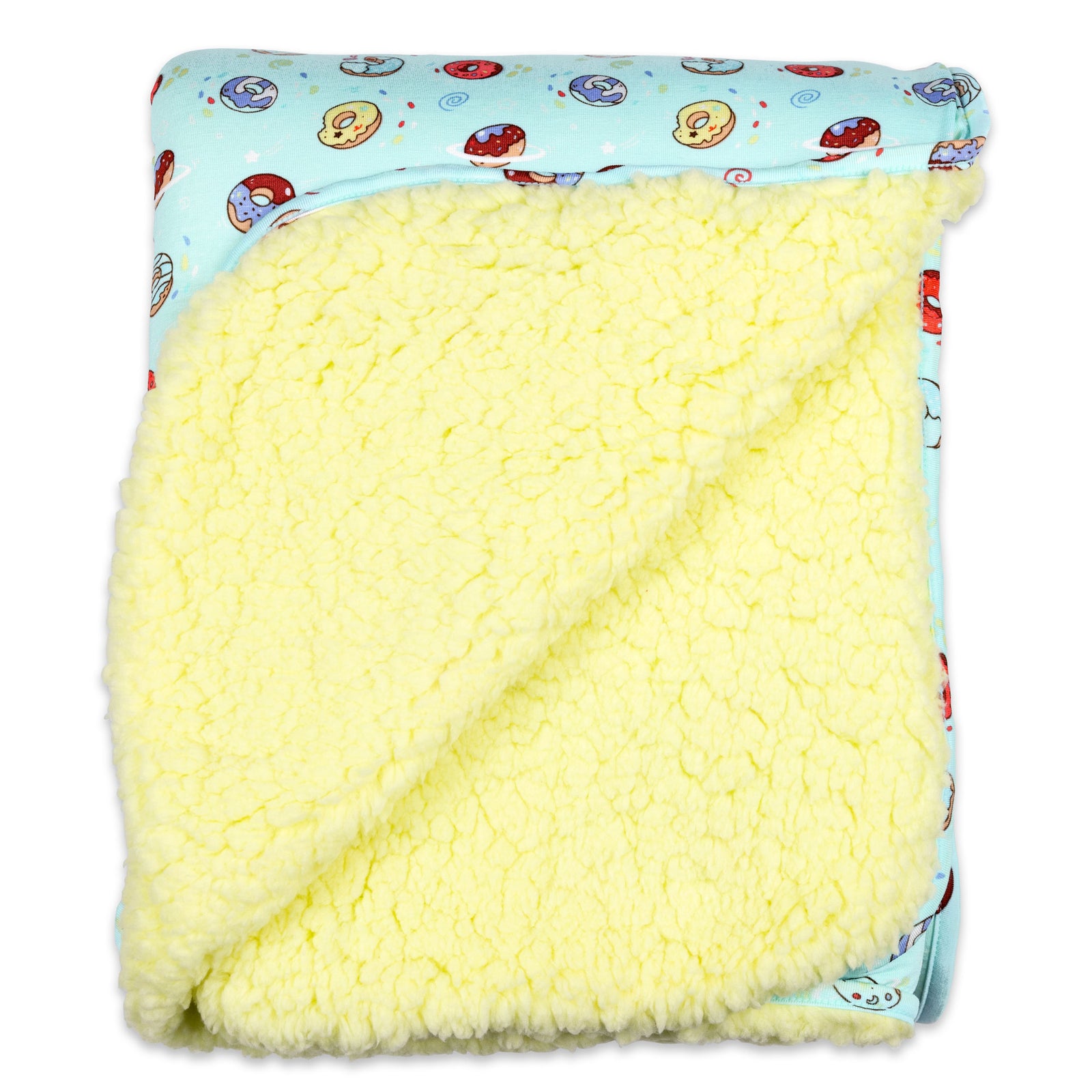 Blue Space Donut Bamboo Sherpa Blanket