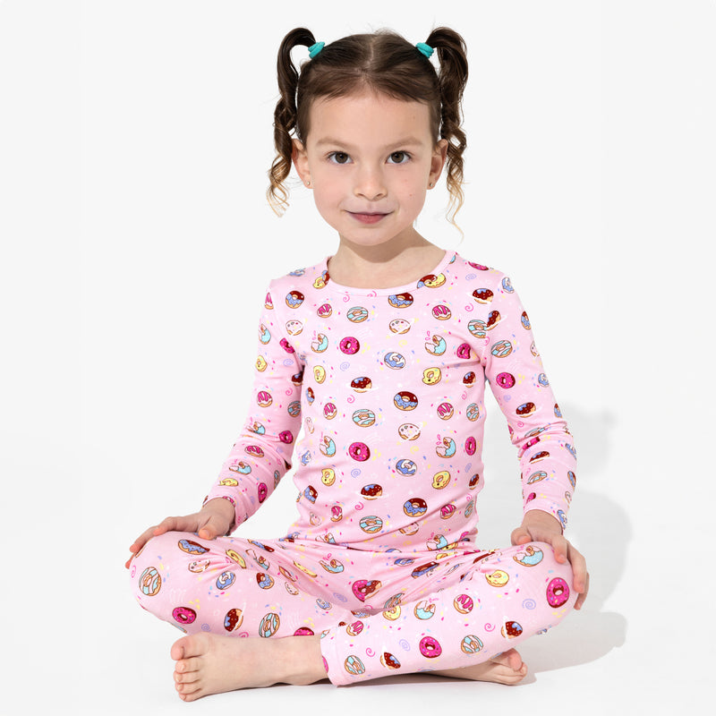 Pink Space Donut Bamboo Kids Pajamas