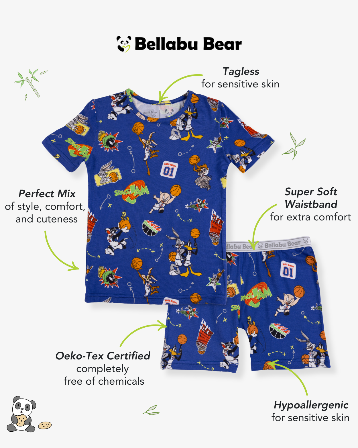 Space Jam Bamboo Kids Pajama Short Set