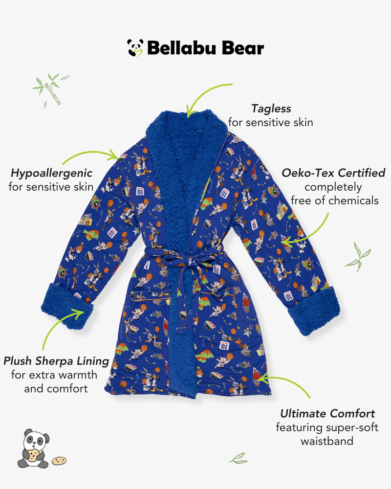 Space Jam Bamboo Sherpa Bathrobe | Cozy Adult Bamboo Robe with Space Jam Bamboo Sherpa Bathrobe | Cozy Adult Bamboo Robe with