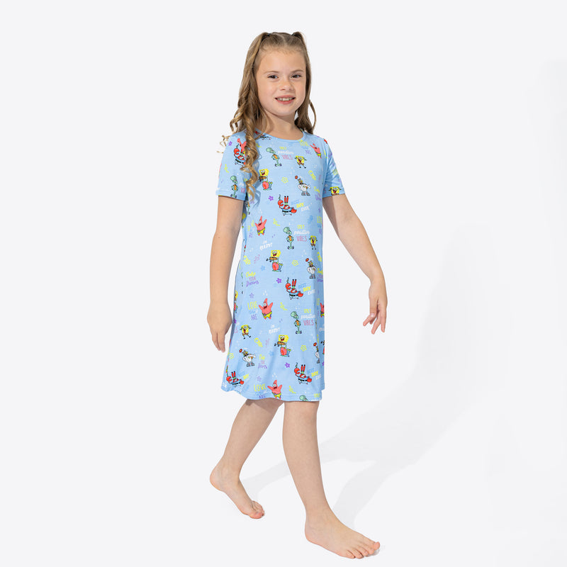 SpongeBob SquarePants: Good Vibes Bamboo Girls' Short Sleeve Dress