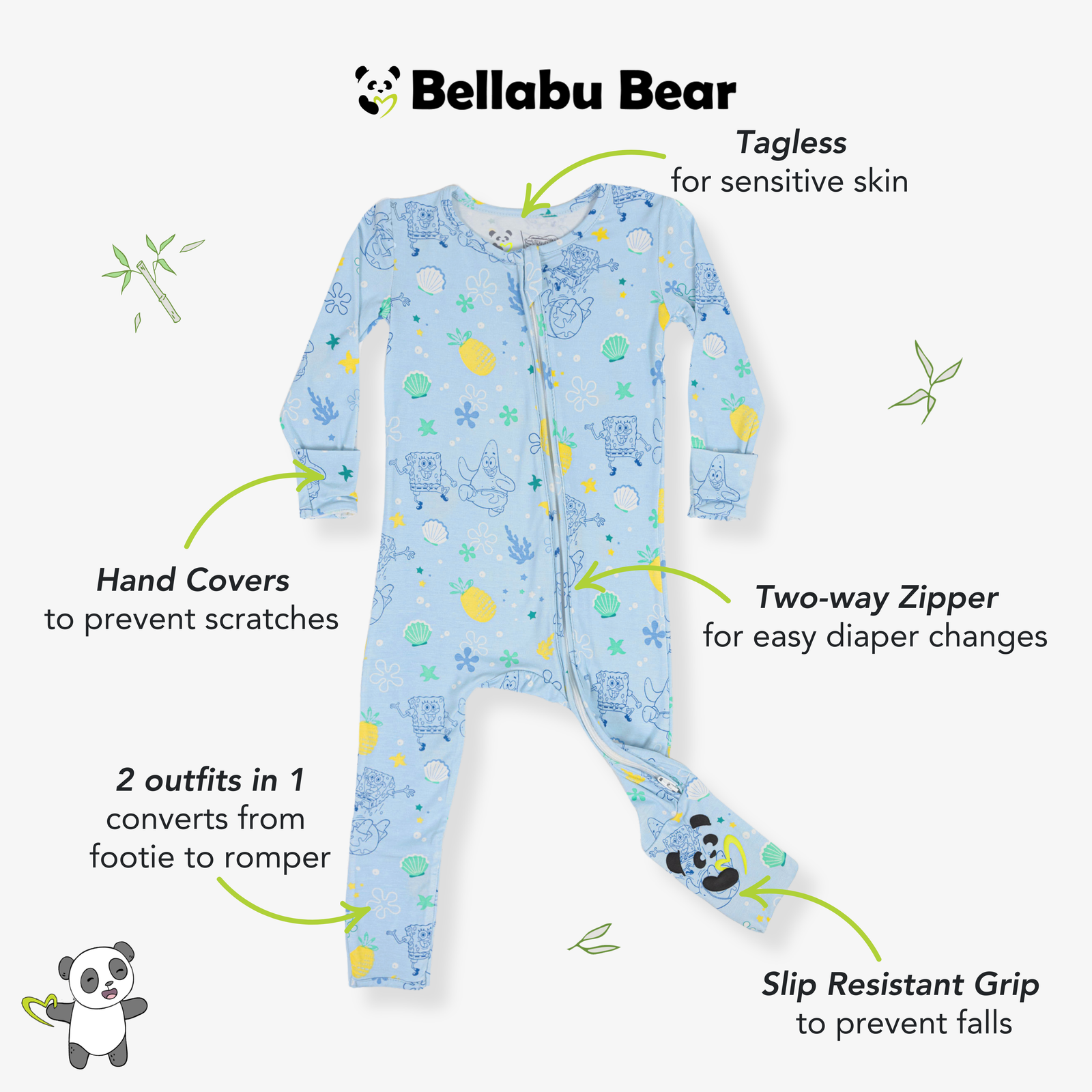 SpongeBob SquarePants: Fun Bamboo Convertible Footie