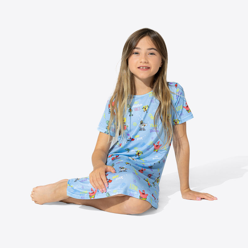SpongeBob SquarePants: Good Vibes Bamboo Girls' Short Sleeve Dress