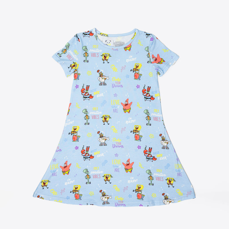 SpongeBob SquarePants: Good Vibes Bamboo Girls' Short Sleeve Dress