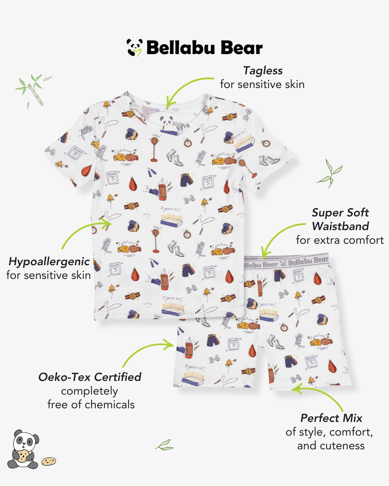 Boxing Bamboo Kids Pajama Short Set