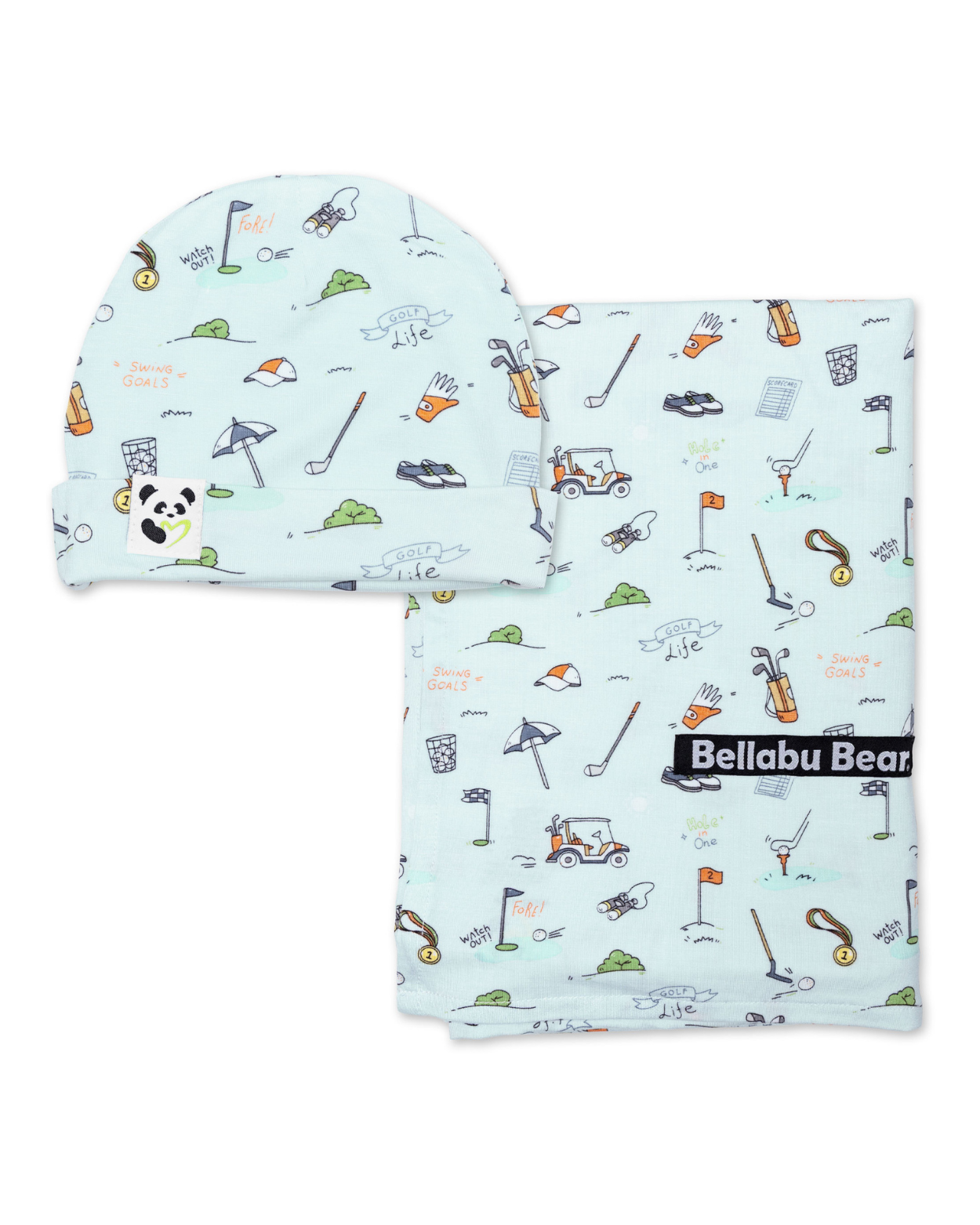Golf Bamboo Swaddle & Beanie Set