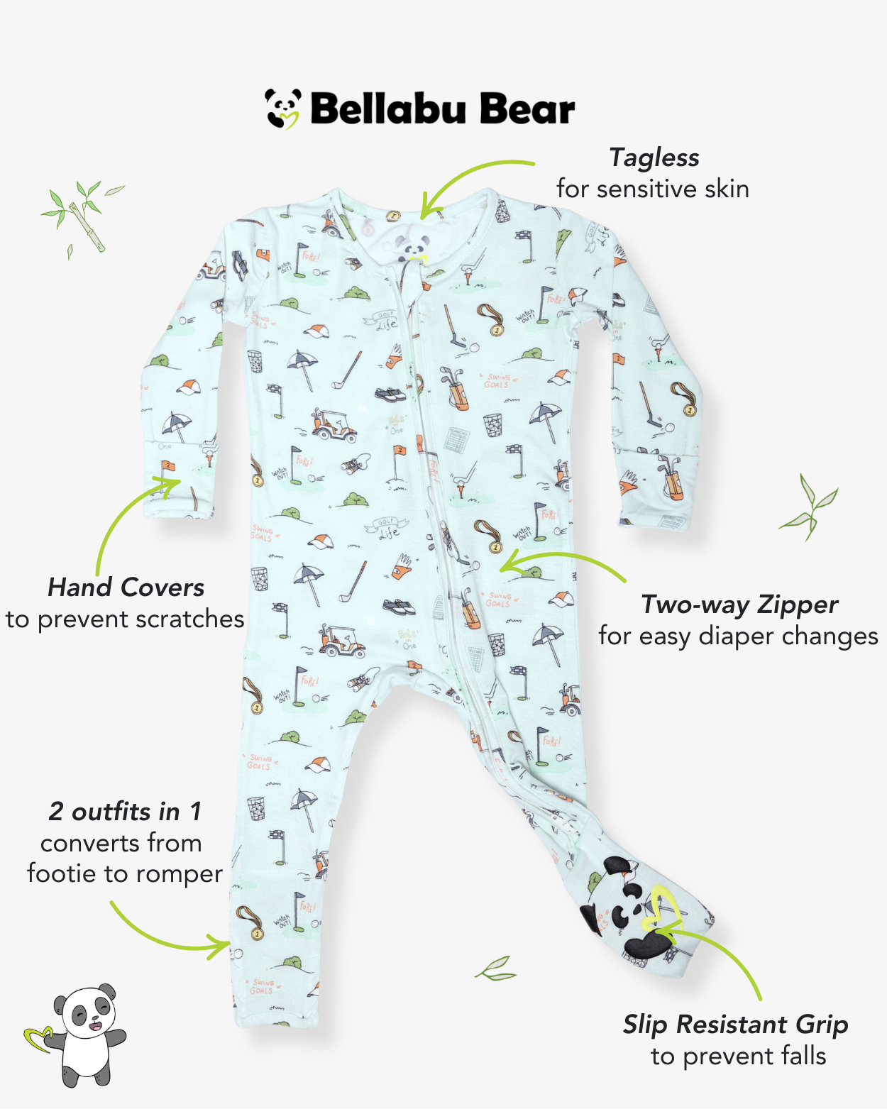 Golf Bamboo Convertible Footie