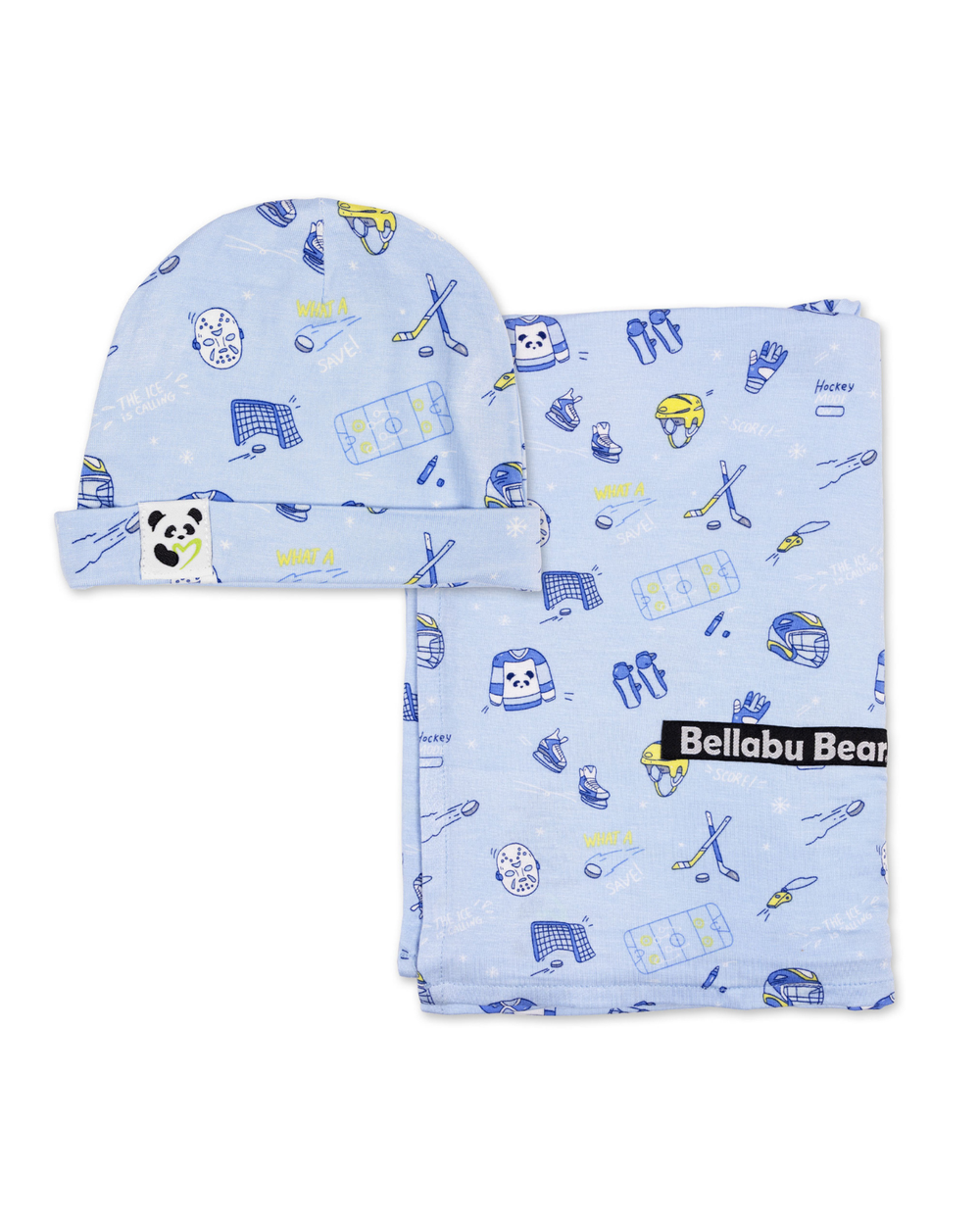 Hockey Bamboo Swaddle & Beanie Set