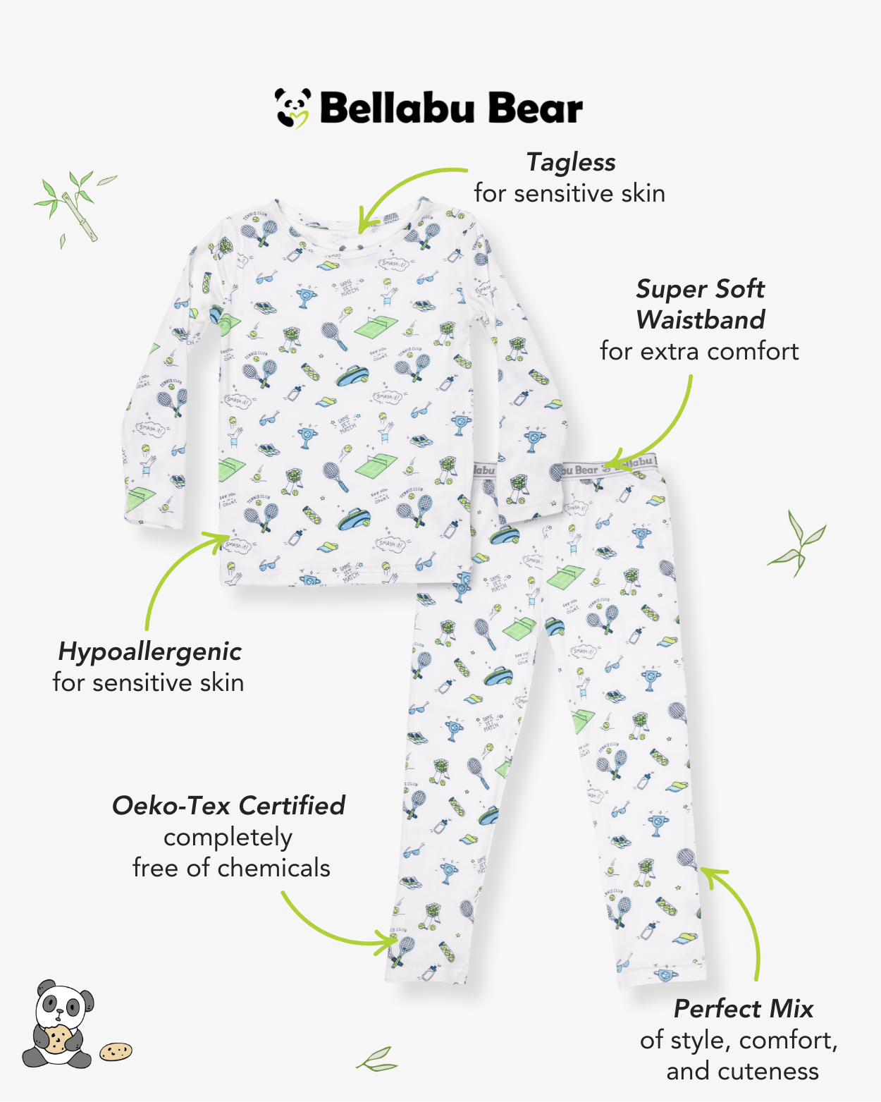 Tennis Bamboo Kids Pajamas