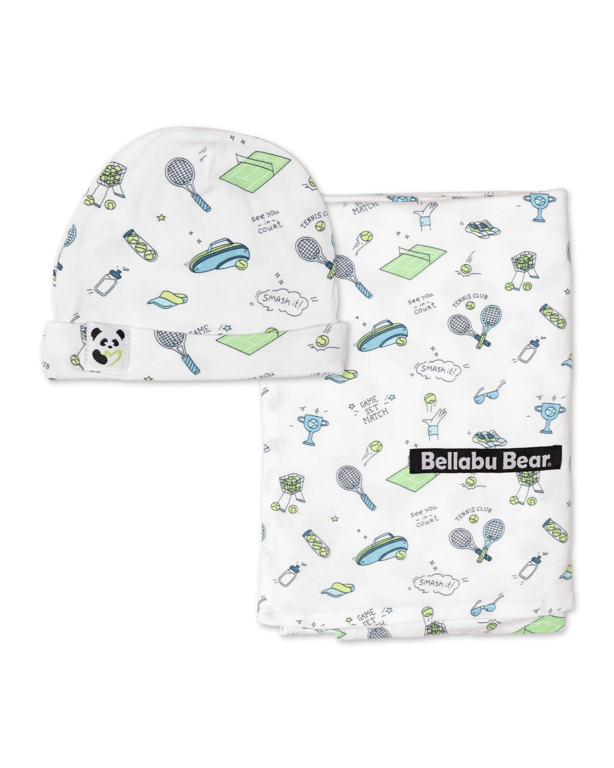 Tennis Bamboo Swaddle & Beanie Set