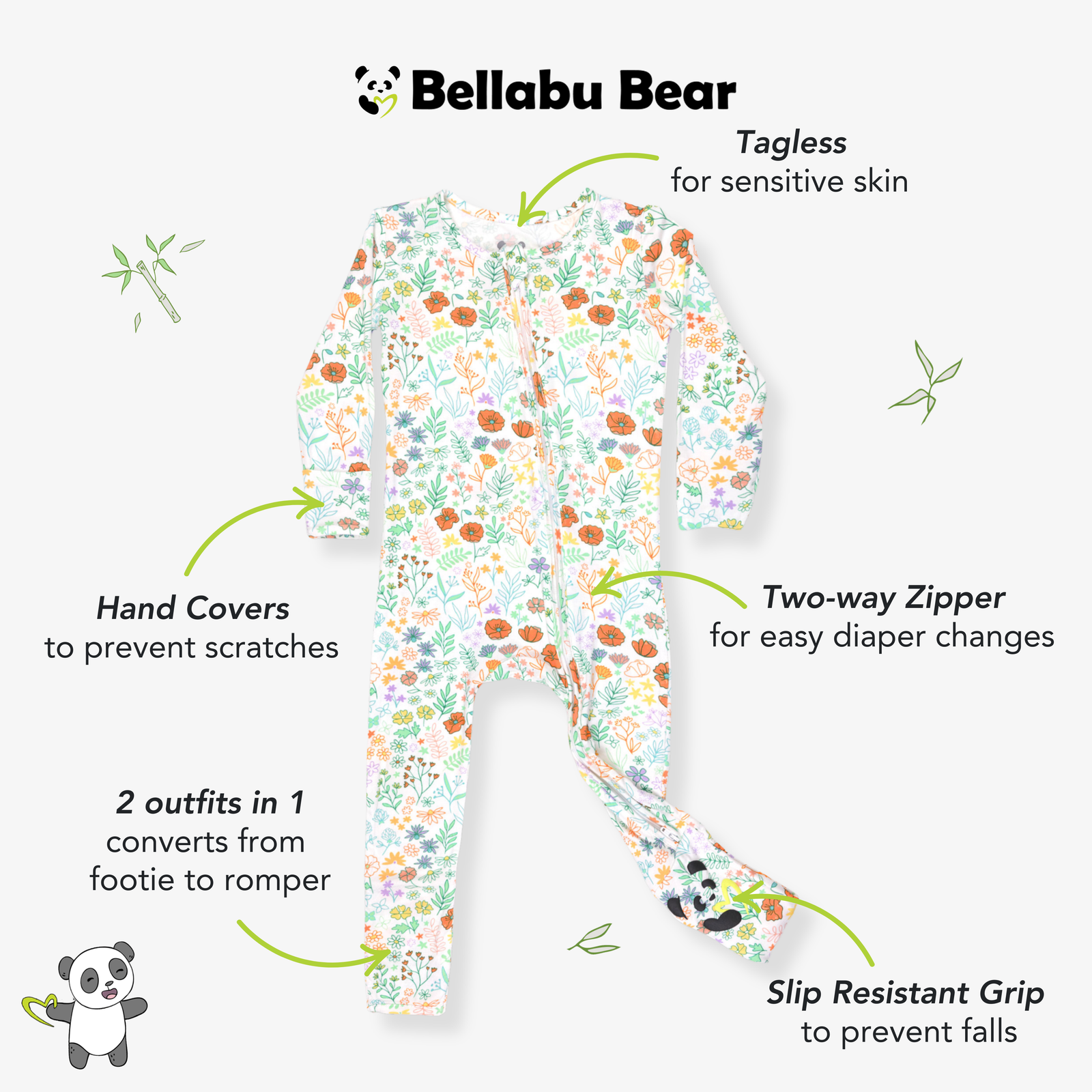 Summer Floral Bamboo Convertible Footie