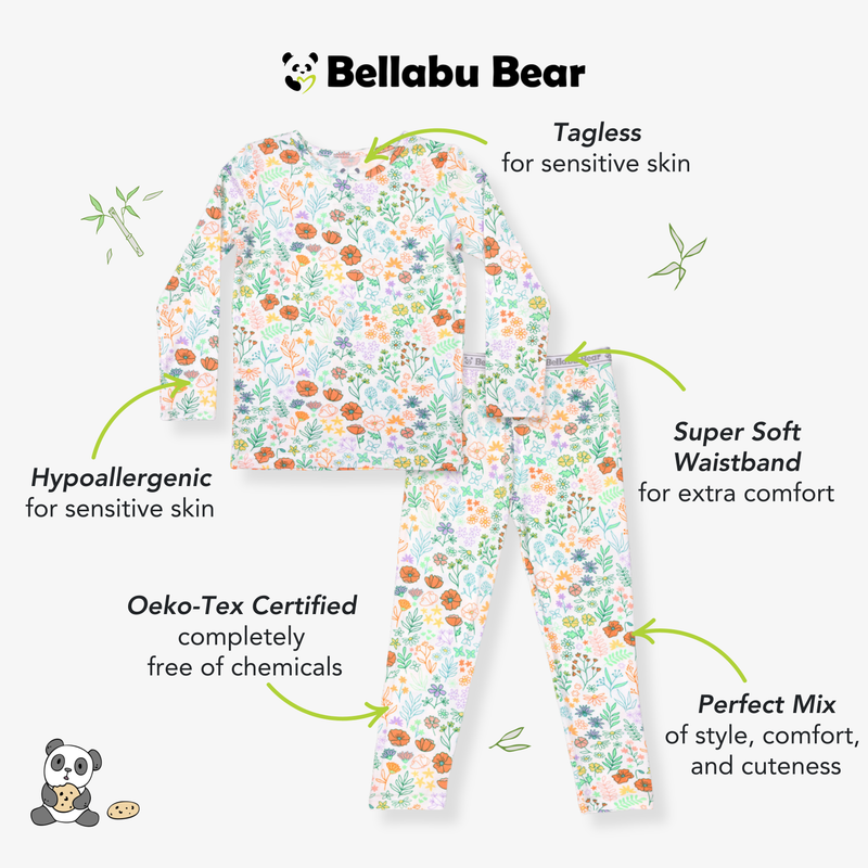 Summer Floral Bamboo Kids Pajamas