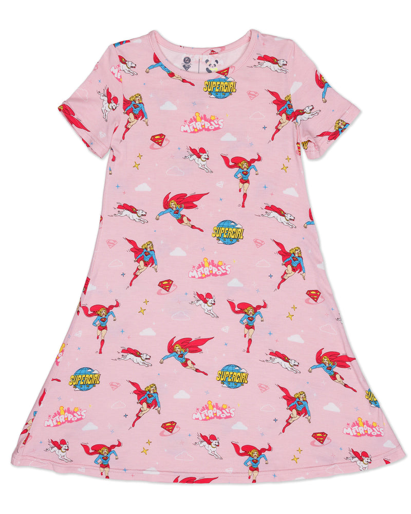 Supergirl & Krypto Bamboo Girls' Short Sleeve Dress