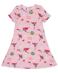 Supergirl & Krypto Bamboo Girls' Short Sleeve Dress