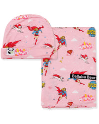 Supergirl & Krypto Bamboo Swaddle & Beanie Set