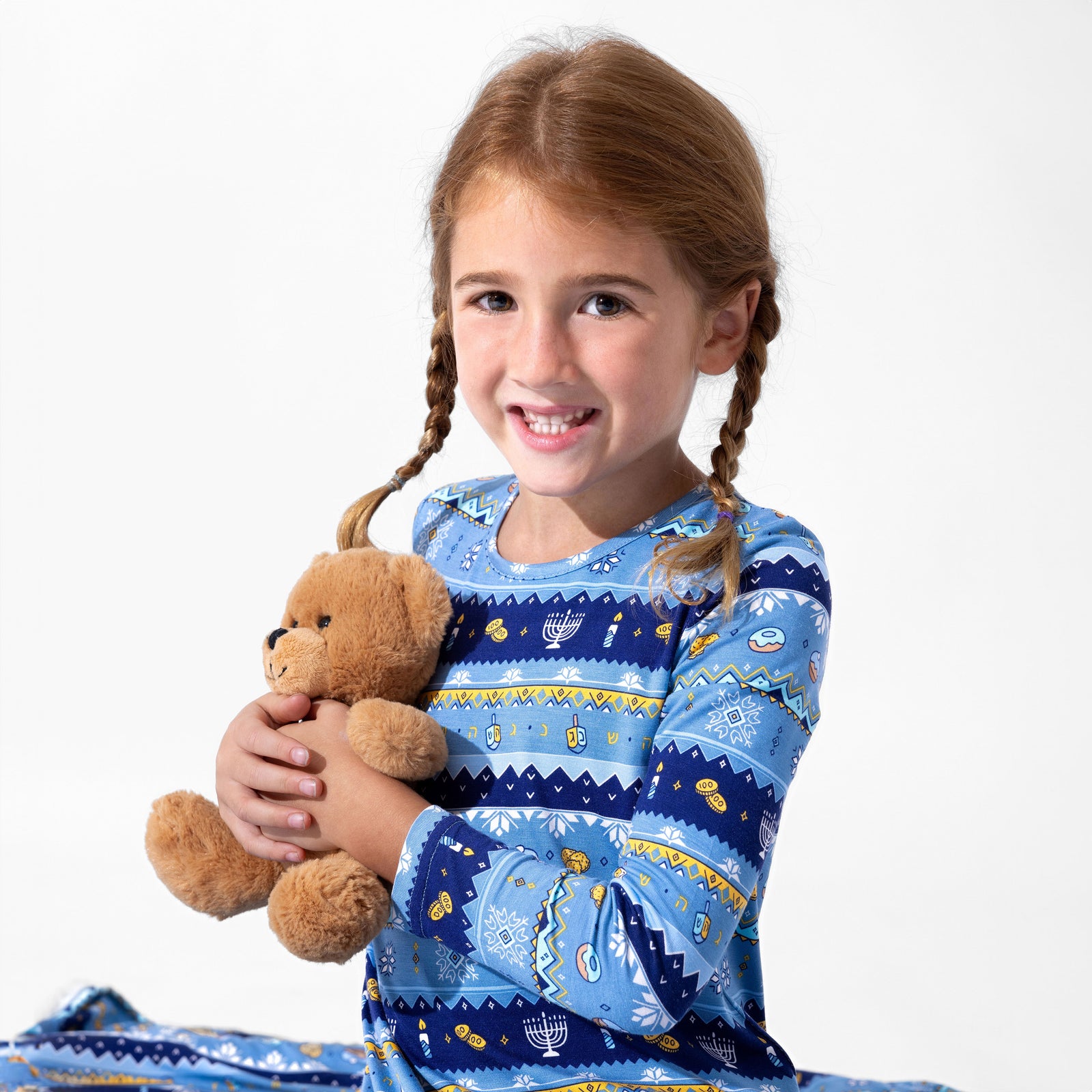 Hanukkah Fair Isle Bamboo Girls' Long Sleeve Dress