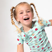 Blue Space Donut Bamboo Kids Pajama Short Set