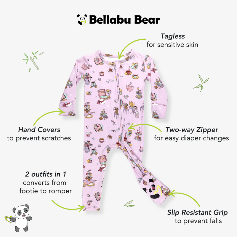 Tea Party Bamboo Convertible Footie