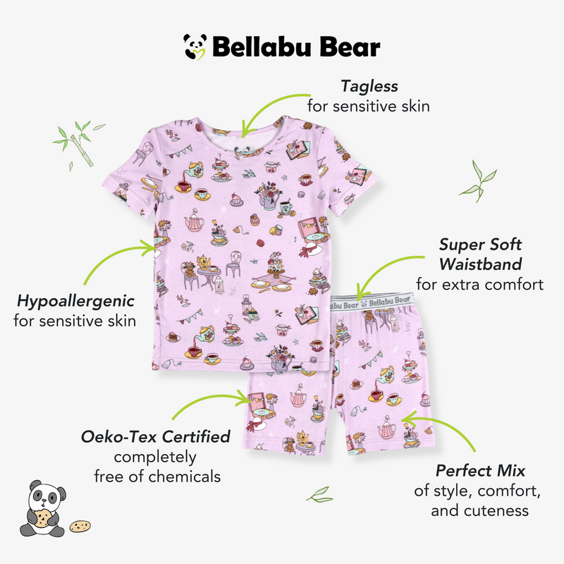 Tea Party Bamboo Kids Pajama Short Set