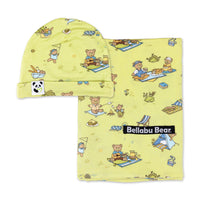Teddy Bear Picnic Bamboo Swaddle & Beanie Set