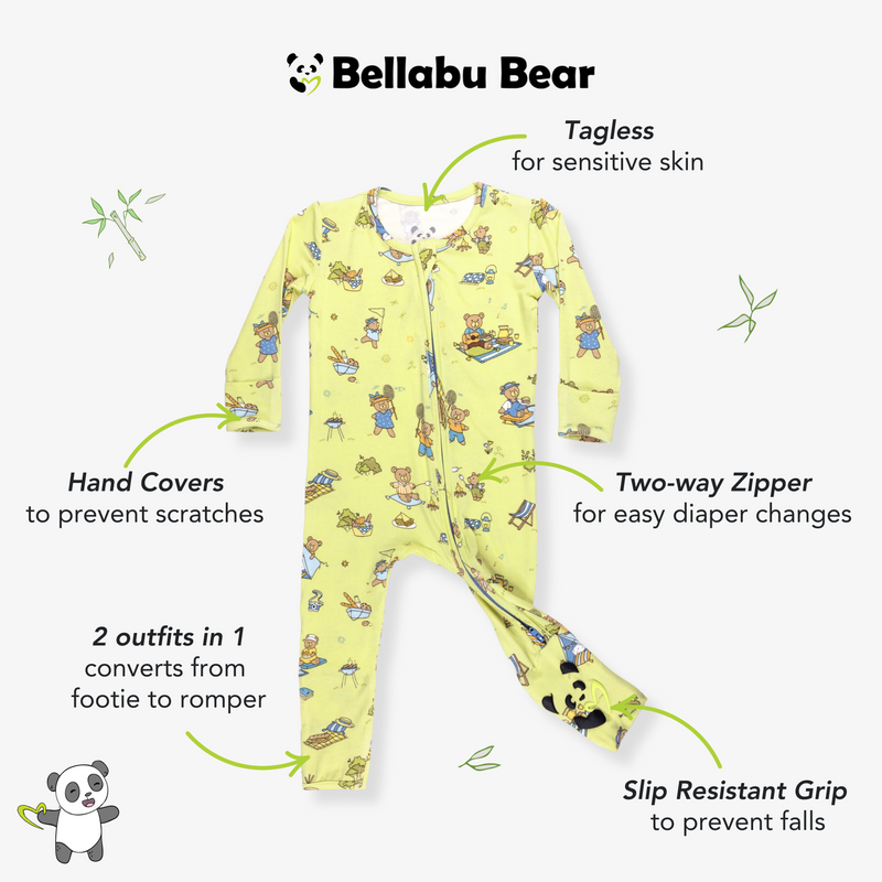 Teddy Bear Picnic Bamboo Convertible Footie