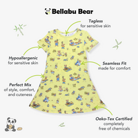 Teddy Bear Picnic Bamboo Girls' Short Sleeve Dress