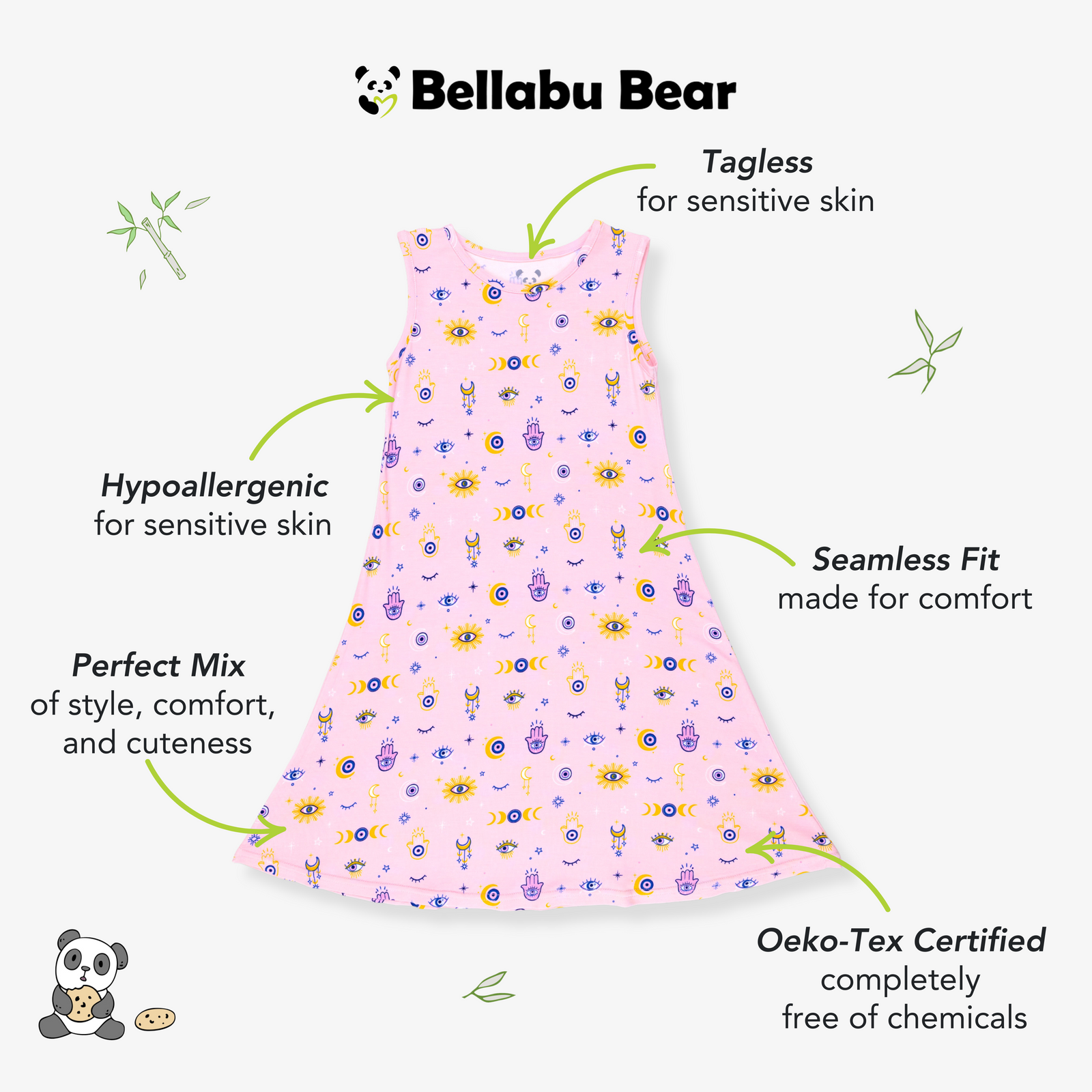 The Eye Pink Bamboo Girls' Sleeveless Dress