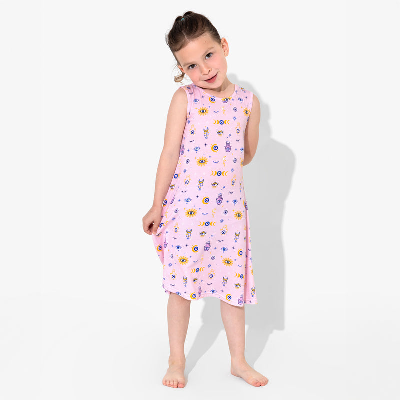 The Eye Pink Bamboo Girls' Sleeveless Dress