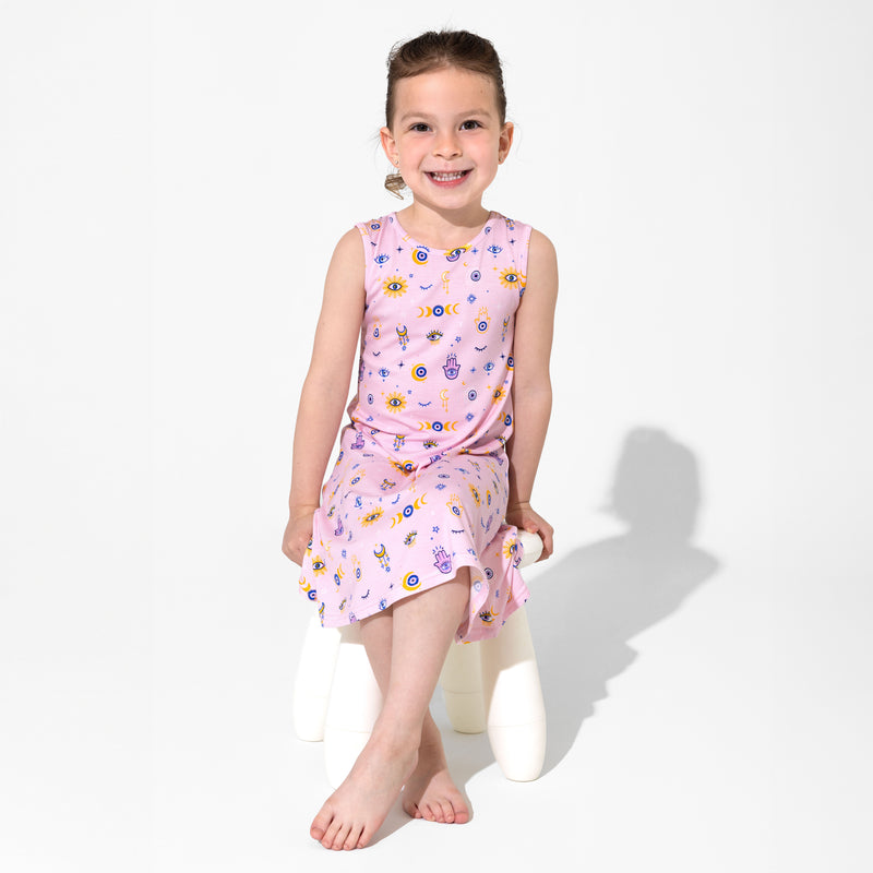The Eye Pink Bamboo Girls' Sleeveless Dress