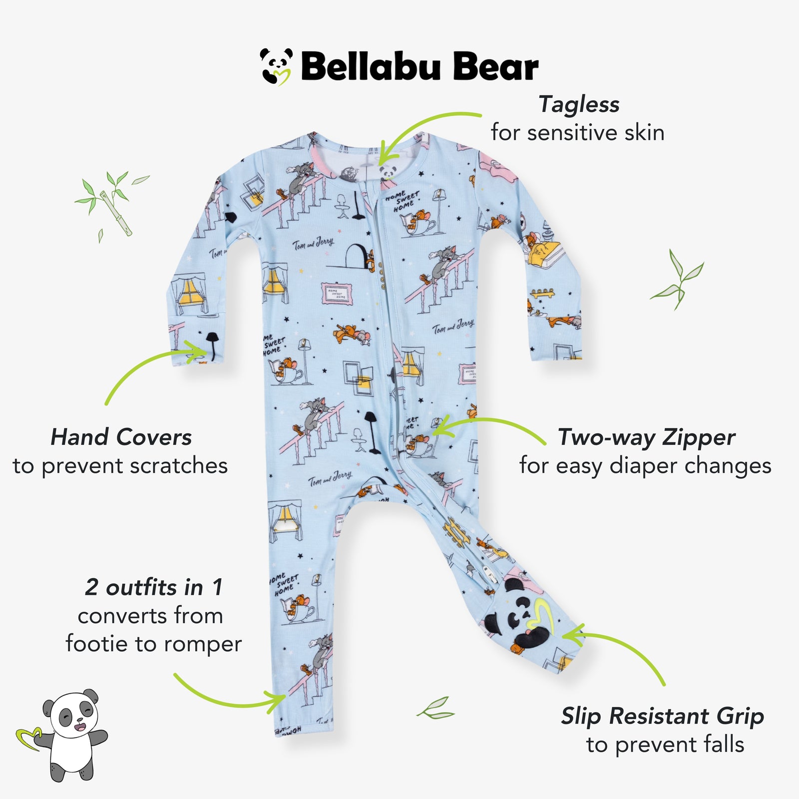 Tom & Jerry: Home Sweet Home Bamboo Convertible Footie