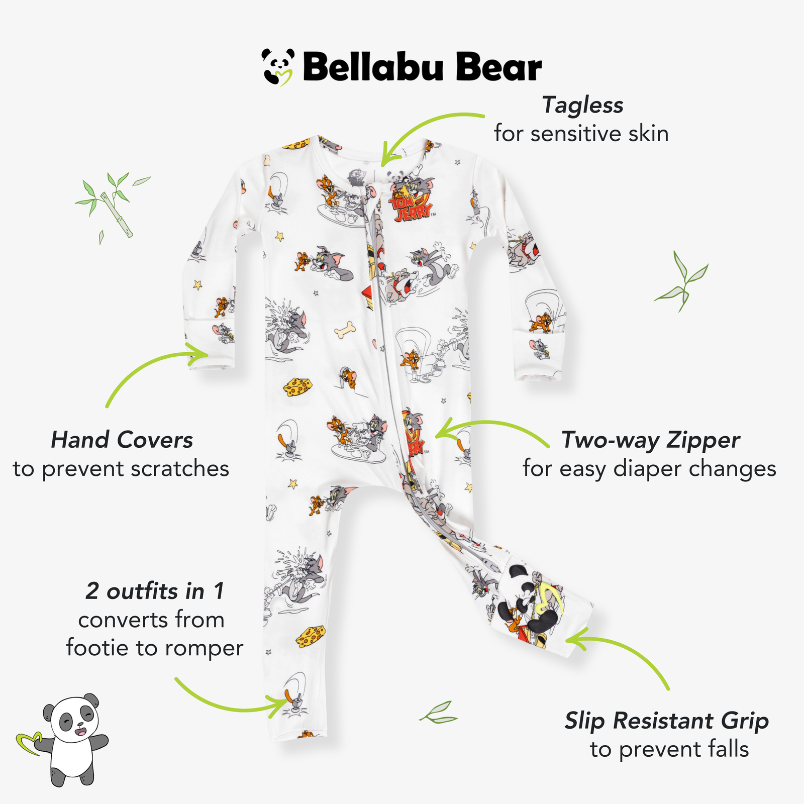 Tom & Jerry: Classic Bamboo Convertible Footie