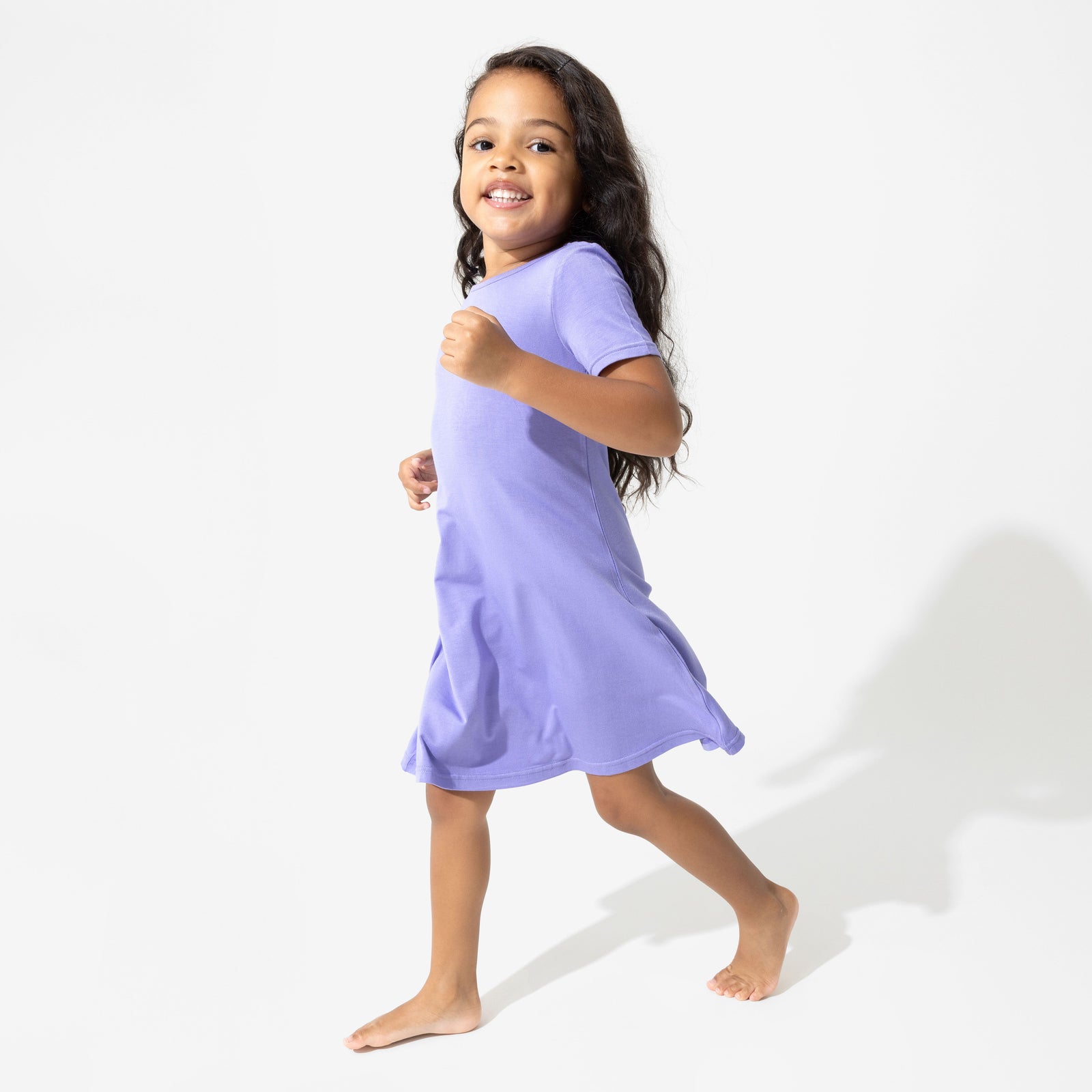 Poppin Purple Bamboo Girls' Short Sleeve Dress
