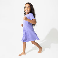 Poppin Purple Bamboo Girls' Short Sleeve Dress