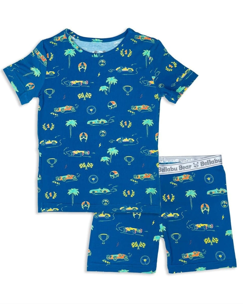 Monaco Blue Bamboo Kids Pajama Short Set