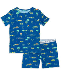 Monaco Blue Bamboo Kids Pajama Short Set