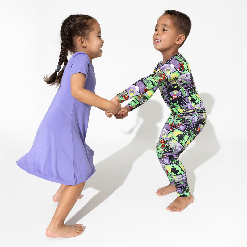 Poppin Purple Bamboo Girls' Short Sleeve Dress