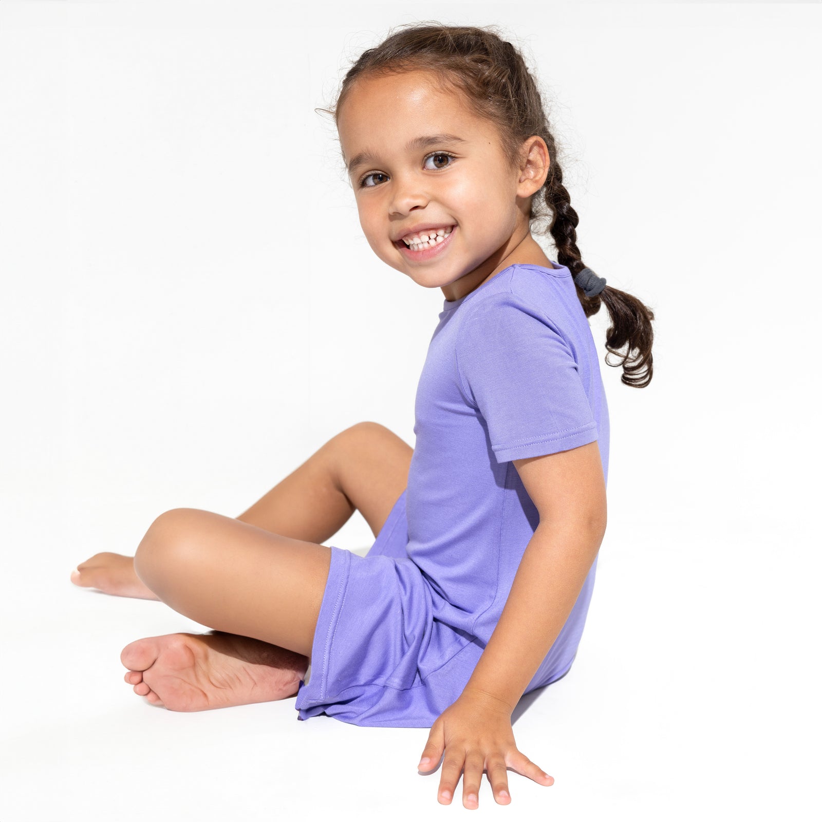 Poppin Purple Bamboo Girls' Short Sleeve Dress