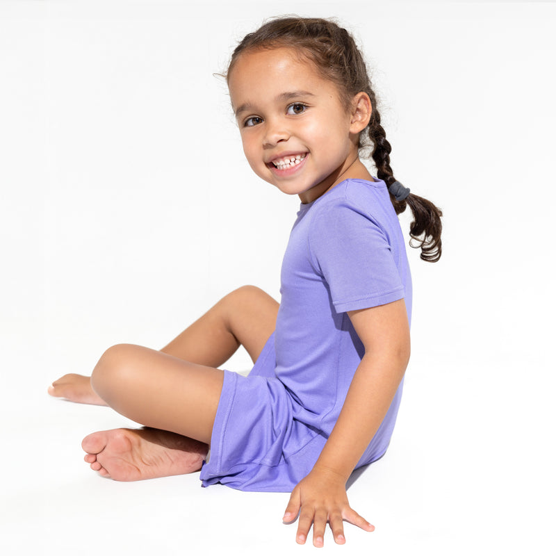 Poppin Purple Bamboo Girls' Short Sleeve Dress
