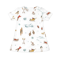 Vintage Holiday Bamboo Matching Girls' 18" Doll Dress