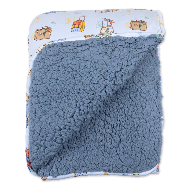 Vintage Suitcases Bamboo Sherpa Blanket